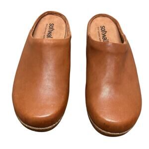 SoftWalk Leather Slip-On Clogs Brown Comfort Mules Size 12M